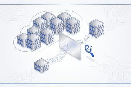 Abstract vector illustration representing a Spectre side-channel attack on cloud server infrastructure.