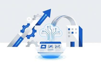 Abstract vector illustration representing the future of B2B SaaS driven by AI-native workflows.