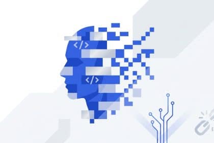 Abstract vector illustration representing the threat of deepfakes and the erosion of digital truth.