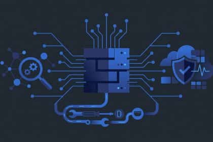 Abstract vector illustration representing network monitoring, server infrastructure, and enterprise IT management.