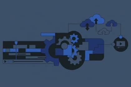 Abstract vector illustration representing video timelines, media rendering, and cloud video hosting platforms.