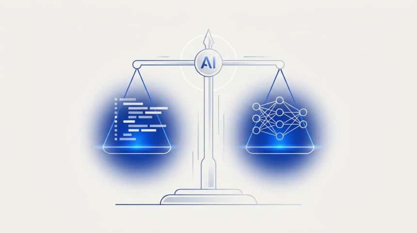 Abstract vector illustration representing AI regulation, the EU AI Act, and algorithmic transparency.