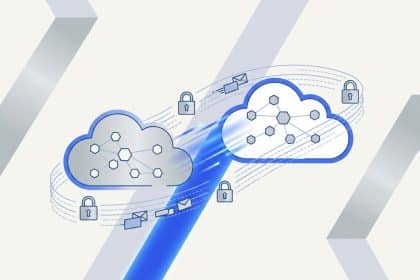 Abstract vector illustration representing a strategic partnership between two massive enterprise cloud infrastructure platforms.