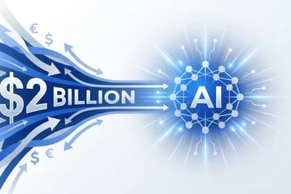 Abstract vector illustration representing a massive 2 billion venture capital funding round for an enterprise AI platform.