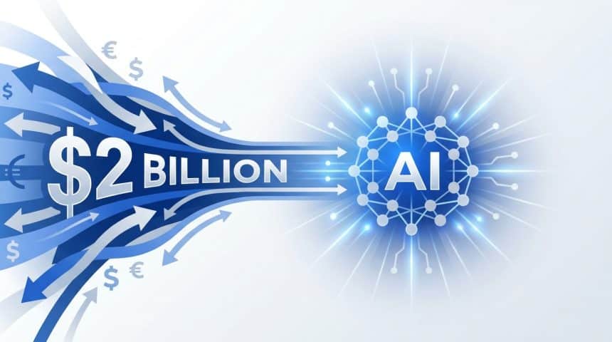 Abstract vector illustration representing a massive 2 billion venture capital funding round for an enterprise AI platform.