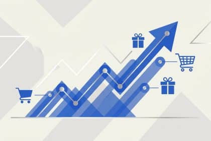 Abstract vector illustration representing a massive surge in macroeconomic e-commerce sales data.