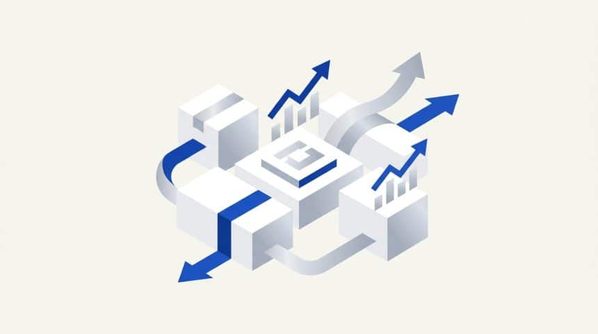 Abstract vector illustration representing a B2B digital commerce and transactions platform raising pre-seed capital.
